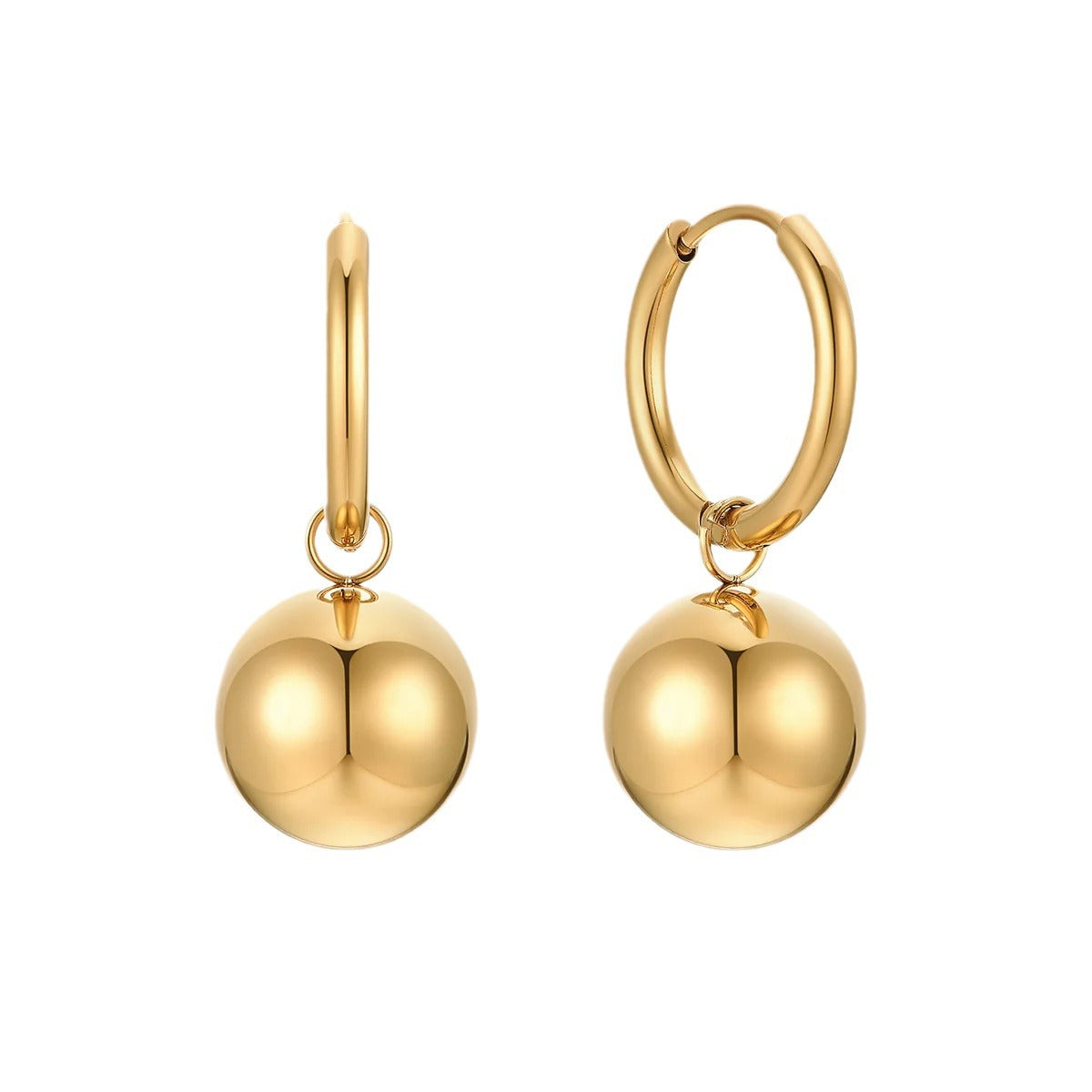 Golden ball pendant earring