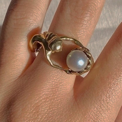 Baroque pearl personality ring