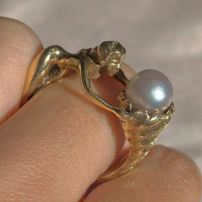 Baroque pearl personality ring