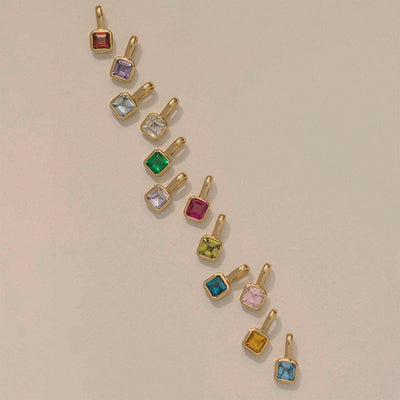 Colored square zircon pendant necklace