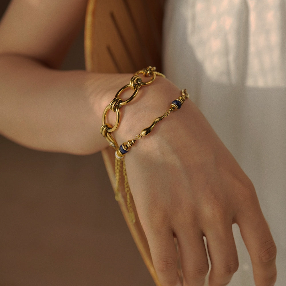 Pearls with lapis lazuli drop bracelet