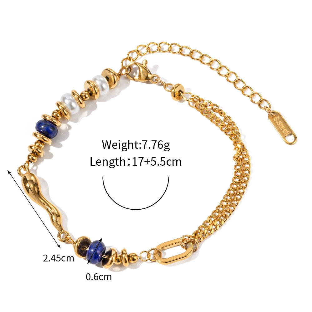 Pearls with lapis lazuli drop bracelet