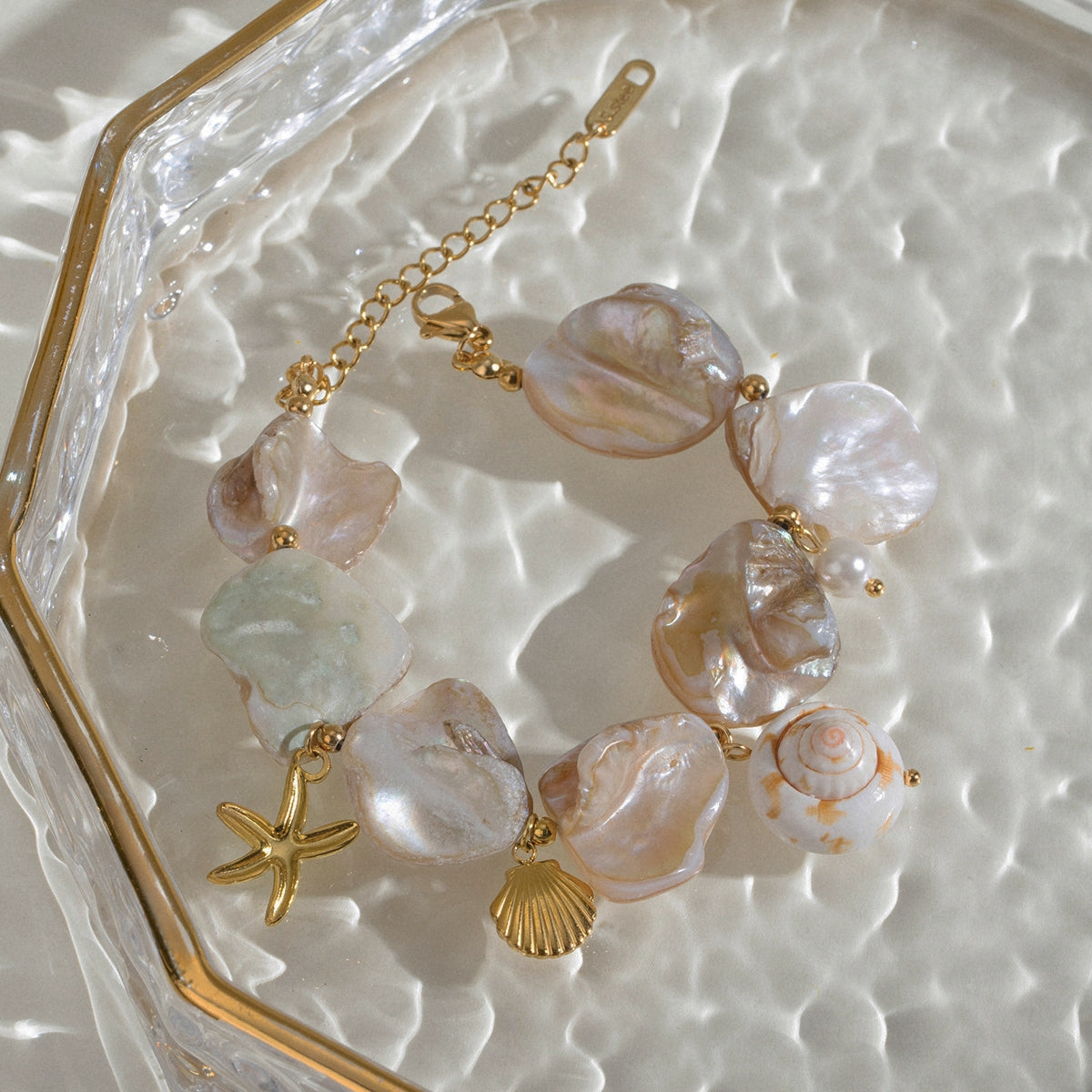 Shell string scallop starfish conch pendant bracelet