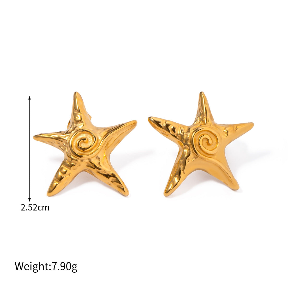 Starfish spiral threaded loop stud earring