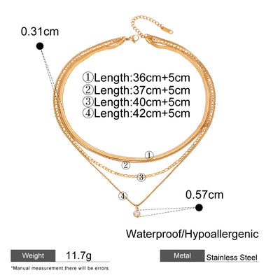 Four-layer chain rhinestone necklace