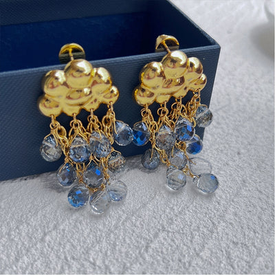 Blue niche retro design earring