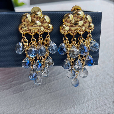 Blue niche retro design earring