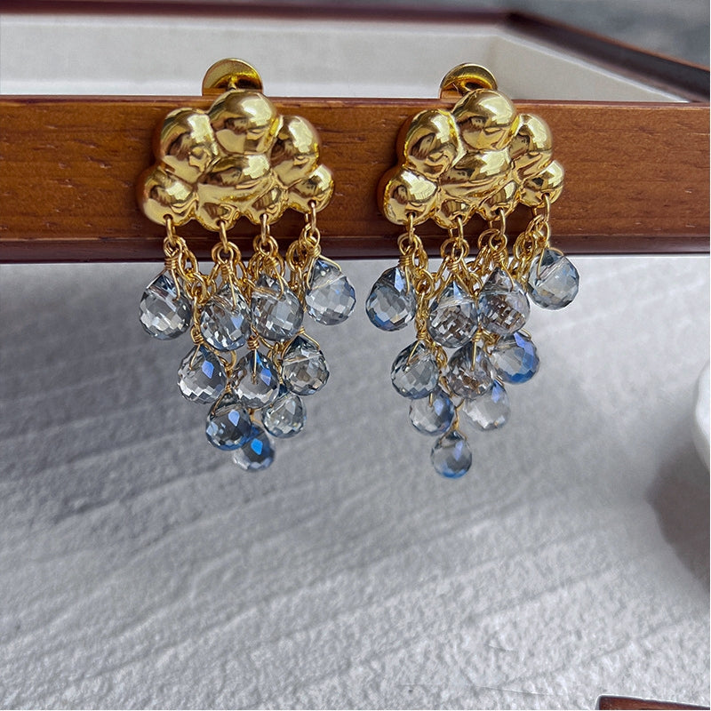 Blue niche retro design earring